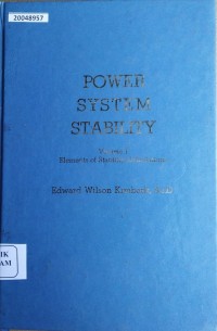 Image of Power system stability: volume I elements of stability calculations