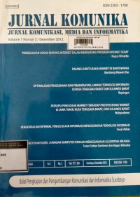 Image of Jurnal komunika : jurnal komunikasi, media dan informatika vol. 1. no. 3. / desember 2012