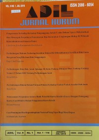 Image of Adil: Jurnal hukum vol. 6. no. 1. 2015