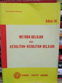 Image of Metoda belajar dan kesulitan-kesilitan belajar