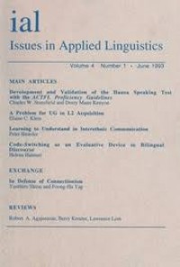 Image of Ial: issues in applied linguistics volume 4 number 1