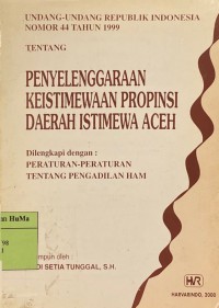 Image of Penyelenggaraan keistimewaan propinsi daerah istimewa aceh