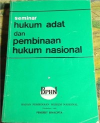 Image of Seminar hukum adat dan pembinaan hukum nasional