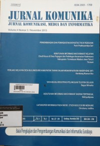 Image of Jurnal komunika; jurnal komunikasi, media dan informatika vol. 4. no. 3. 2015