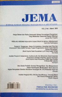 Image of Jema : jurnal ilmiah bidang manajemen dan akutansi vol. 2 no. 1. 2005