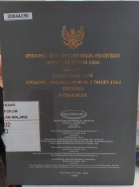 Image of Undang - undang republik indonesia nomor 10 tahun 1998 tentang perubahan atas undang - undang nomor 7 tahun 1992 tentang perbankan
