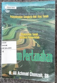 Image of Seri hukum pertanahan III penyelesaian sengketa hak atas tanah dan seri hukum pertanahan IV pengadaan tanah instansi pemerintah
