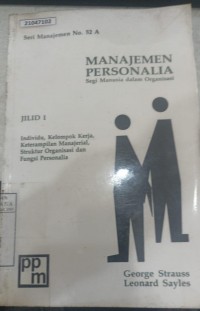 Image of Manajemen personalia: segi manusia dalam organisasi (jilid I)