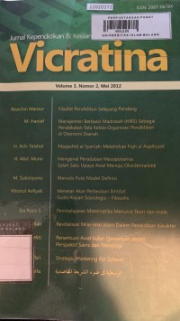 Image of Vicratina: jurnal kependidikan dan keislaman (volume 3, nomor 2, mei 2012)