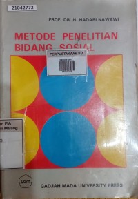 Image of Metode penelitian bidang sosial