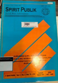 Image of Spirit publik : jurnal ilmu administrasi vol. 3. no. 2. 2007